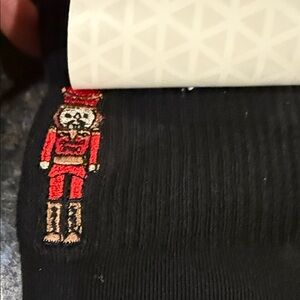 Nutcracker and Gingerbread embroiderd black grip socks 👣